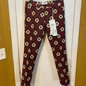 Monocrom women's size 26 textured geo design cuffed flat trouser pants 29x29